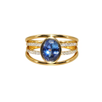 Bague Tanzanite & Diamants, Or Jaune