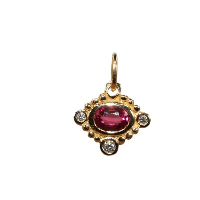 Pendentif Calopi Rubellite & Diamants, Or Jaune