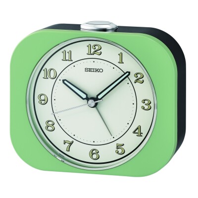 Réveil Plastique Vert, Cadran Blanc