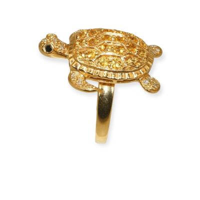 Bague Tortue Saphirs Jaune & Diamants, Or Jaune