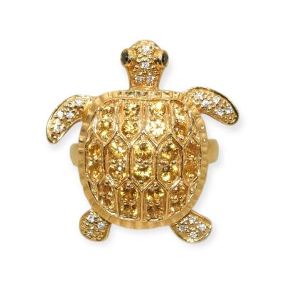 Bague Tortue Saphirs Jaune & Diamants, Or Jaune