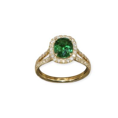 Bague Tsavorite & Diamants, Or Jaune