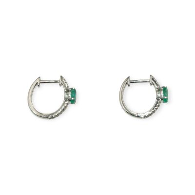Boucles D’oreilles Emeraudes & Diamants, Or Blanc