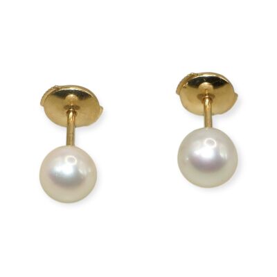 Boucles D’oreilles Perles D’akoya 7/7,5mm - Fermoir Système alpha - Or Jaune