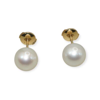 Boucles D’oreilles Perles D’akoya 8/9mm, Fermoir système alpha - Or Jaune