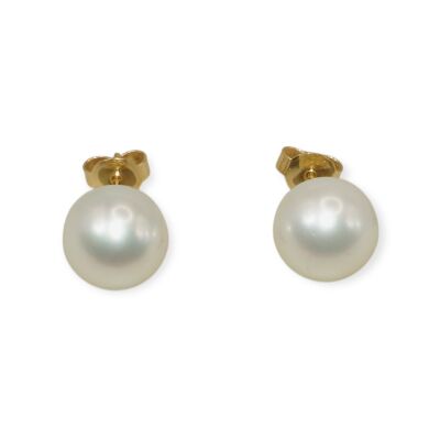 Boucles d’oreilles Perles D’eau Douces - 10mm, Or Jaune
