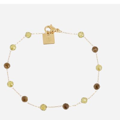 BRACELET SIMPLE ACIER DORE, Pierres Vertes