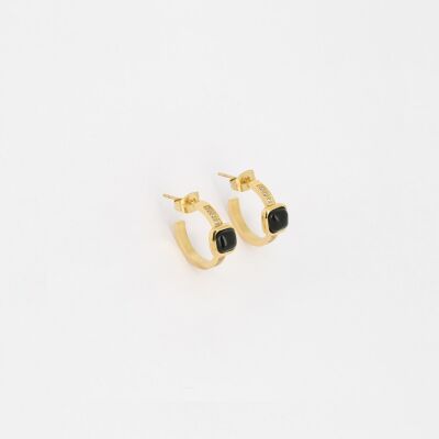 BOUCLE D'OREILLE Esteli, ACIER DORE Onyx