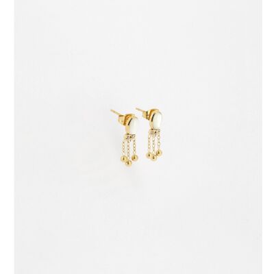 BOUCLE D'OREILLE Seville ACIER DORE NACRE