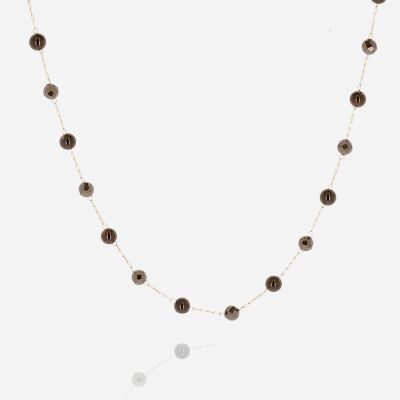 Collier COURT Onyx & Oxyde de zirconium - ACIER DORE