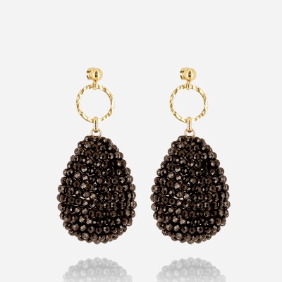 Boucles D’oreilles Pendantes, Perles - ACIER DORE