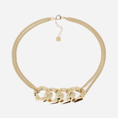 Collier Sautoir, Acier Doré