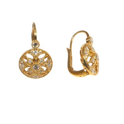 Boucles D'oreilles Dormeuses, Or Jaune & Diamants