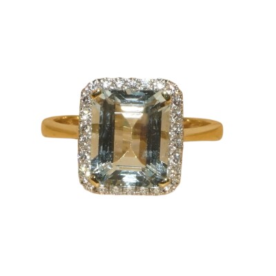 Bague Aigue-Marine & Diamants, Or Jaune