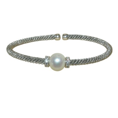 Bracelet Argent Jonc Rigide, Perles D’eau douce