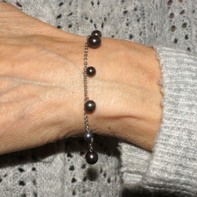 Bracelet Perles d’eau douces traités, Argent