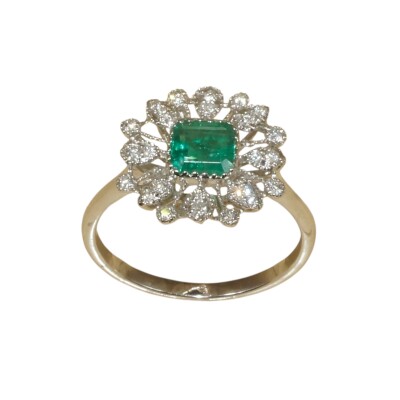 Bague Emeraude & Diamants, Or Blanc