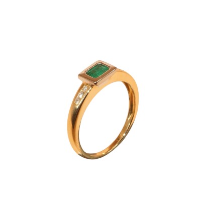 Bague Emeraude & Diamants, Or Jaune