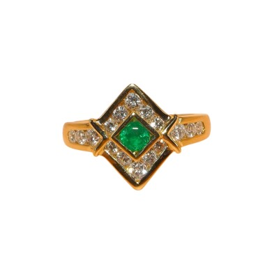 Bague Emeraude & Diamants, Or Jaune