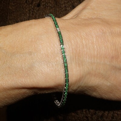 Bracelet Emeraudes & Diamants, Or Blanc