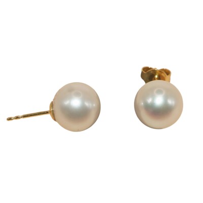 Boucles D’oreilles Or Jaune, Perle de Cultures