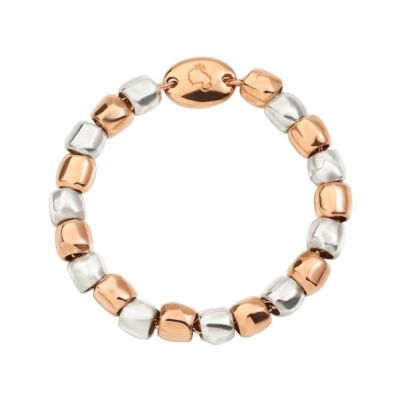 Bague DoDo mini granelli en argent et or rose