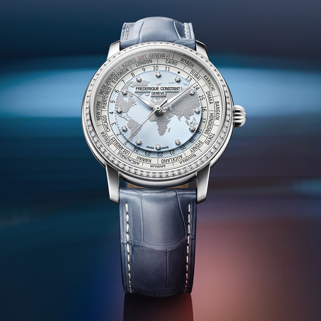 frédérique constant classics worldtimer sertie de diamants