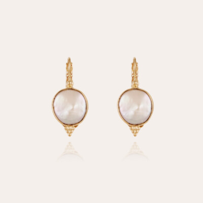 Boucles d'oreilles Serti nacre dorées - Nacre blanche