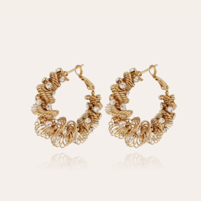 Boucles d'oreilles Tourbillon strass grand modèle dorées
