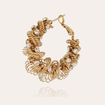 Boucles d'oreilles Tourbillon strass grand modèle dorées