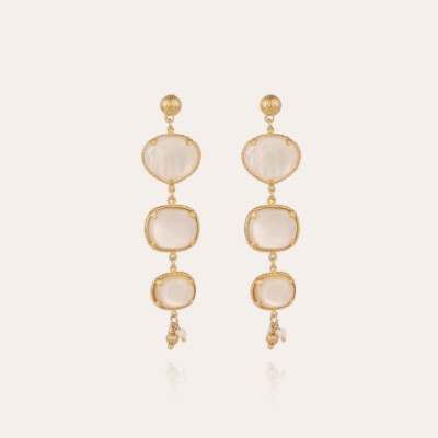 Boucles d'oreilles Silène nacre dorées - Nacre blanche