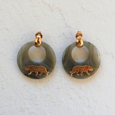 Boucles d'oreilles Tigre acétate