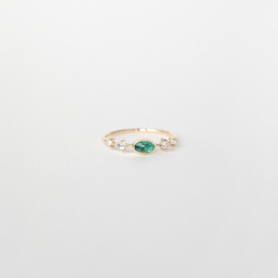 Bague Tourmaline, Pierres de Lune et Diamants