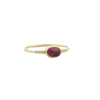 Bague Tourmaline Rose et Diamants