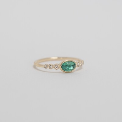 Bague Tourmaline Émeraude et Diamants