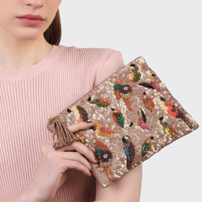 Pochette Multi Birds Sequins