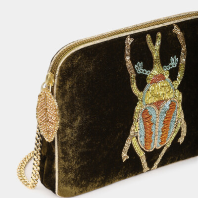 Sac bandoulière Beetle en velours Khaki