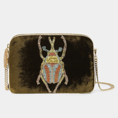 Sac bandoulière Beetle en velours Khaki