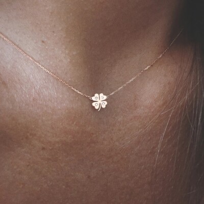 Collier Trèfle Or rose et DTS