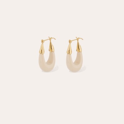 Boucles d'oreilles Écume petit modèle acétate dorées - Ivoire