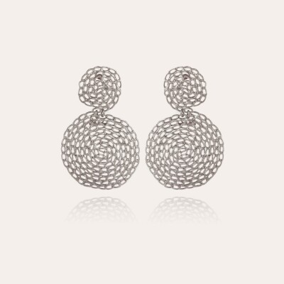 Boucles d'oreilles Onde Gourmette petit modèle argentées