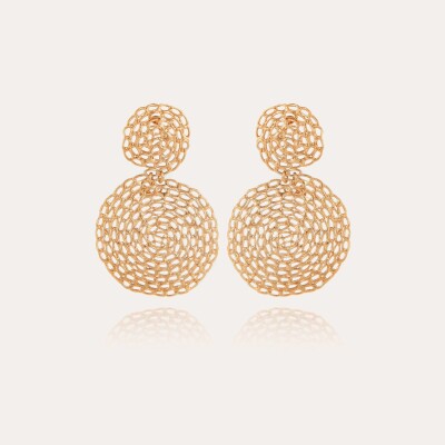 Boucles d'oreilles Onde Gourmette petit modèle dorées