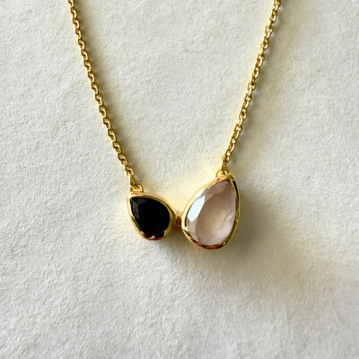 Collier Labradorite & Quartz Rose