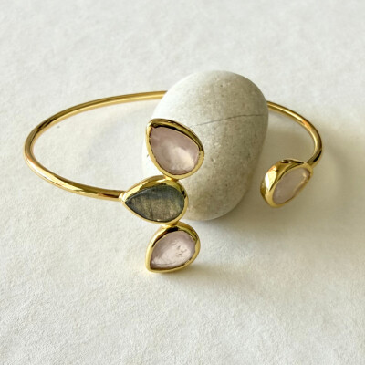 Jonc Labradorite & Quartz Rose