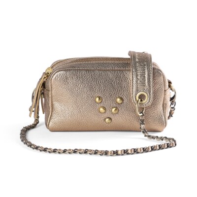 MAKE-ME-UP MINI - Bandoulière Chaîne et Cuir grainé or