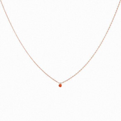 Collier La Brune & La Blonde Confetti en or rose et saphir orange rond de 0.15ct