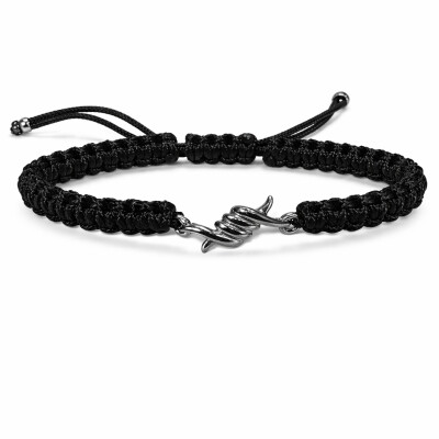 Bracelet Barbelé cordon macramé noir