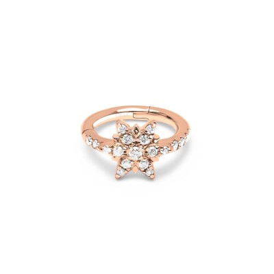Piercing Créole Soleil Or Rose et Diamants