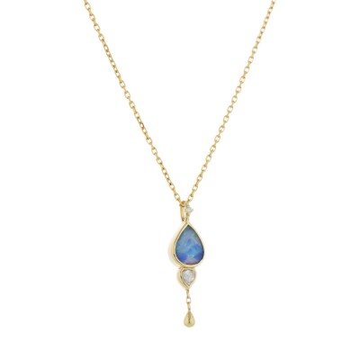Collier Goutte Opale et Diamants