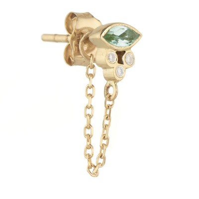 Boucle d'oreille unique tourmaline verte